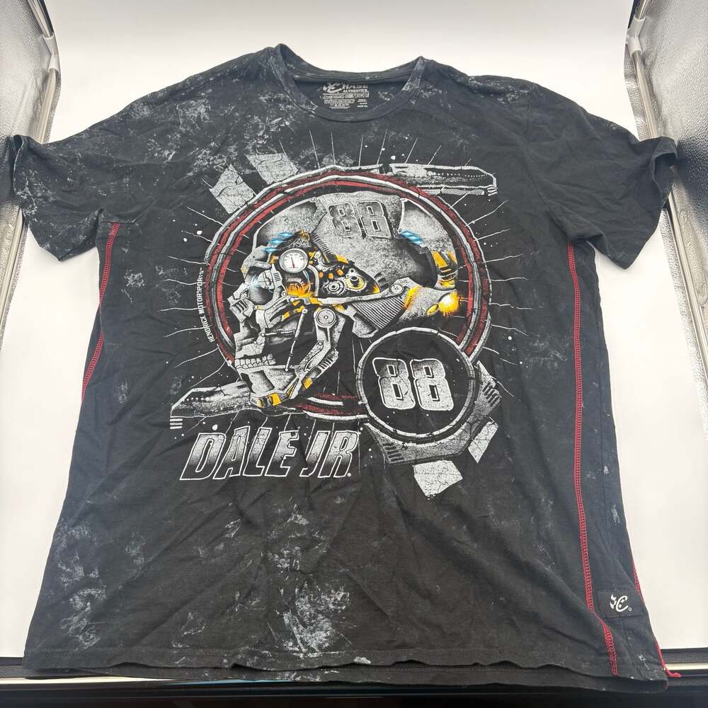 Chase Authentics Dale Earnhardt Jr 88 NASCAR Skull Graphic T-Shirt XL Black